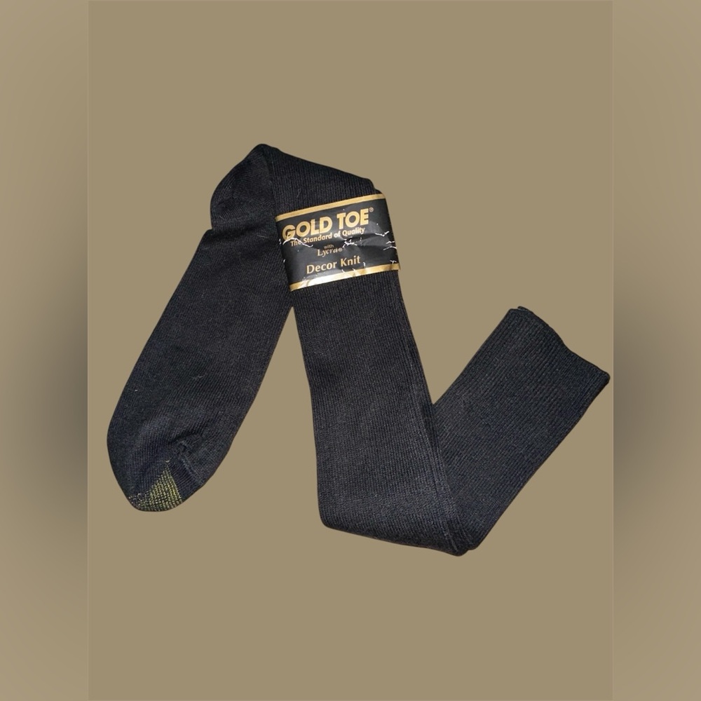 Gold Toe Decor Knit Black Dress Socks